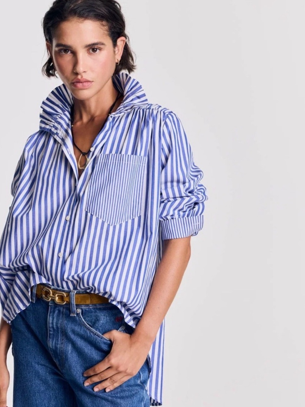 Classic Blue & White Striped Button-Down Shirt